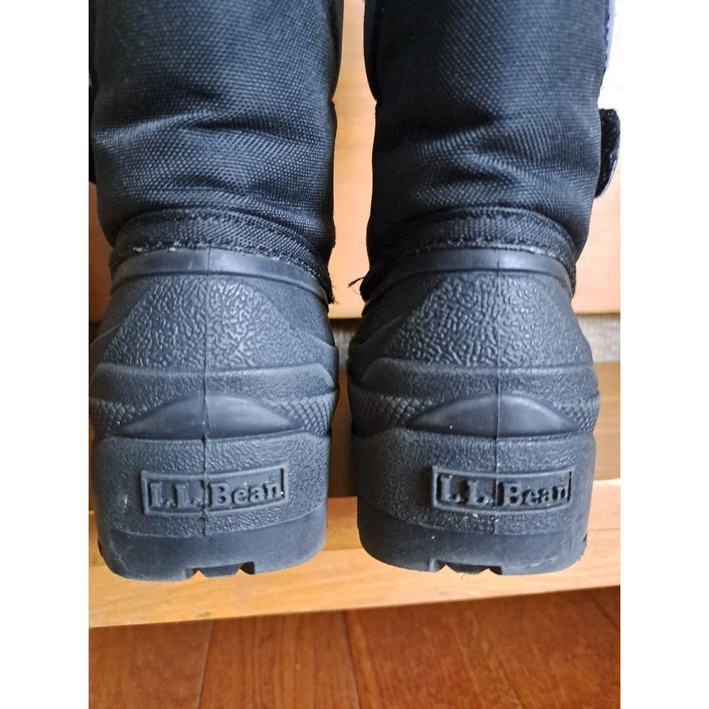 L.L. Bean Kid's Northwoods Snow Boots 12 Black Gray Waterproof Removable Liners